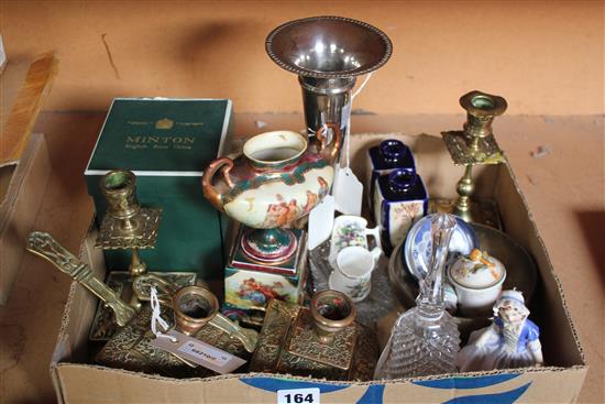 Miscellaneous collectables, inc figurines, vases, glass & brassware etc